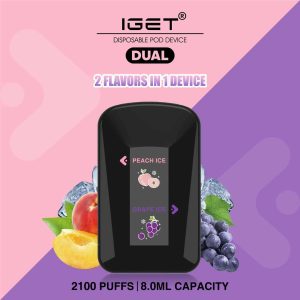 IGET Dual – Peach Ice & Grape Ice (2100 Puffs)