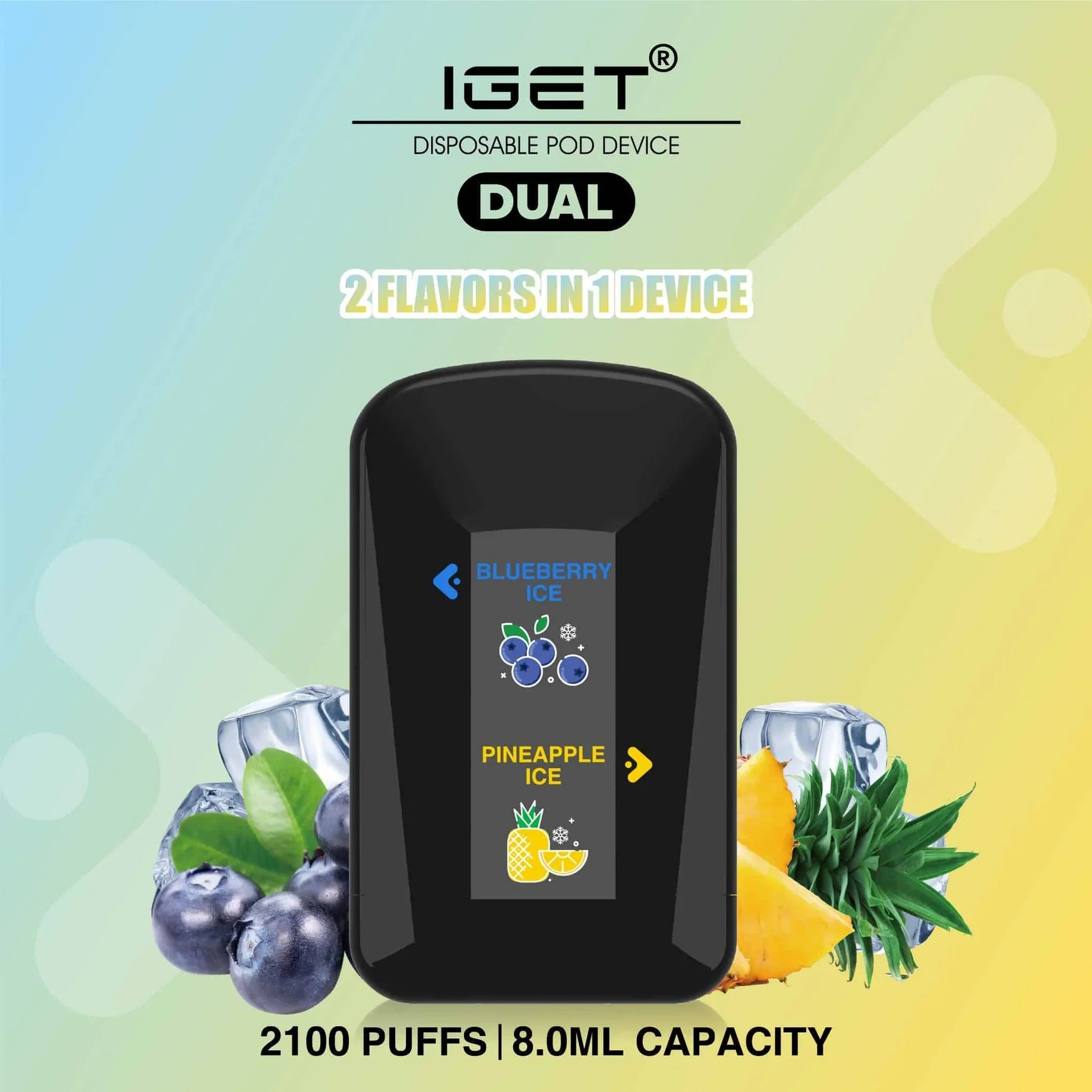 IGET Dual – Blueberry Ice & Pineapple Ice (2100 Puffs)